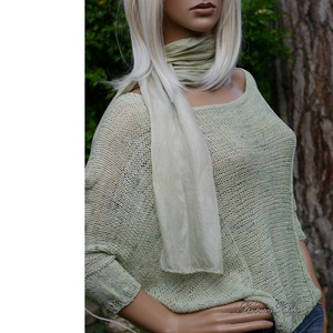 OPALMOON / bourette - exkluzív kézzel festett,- kötött 100% hernyóselyem pulóver / limonádé - Meska.hu