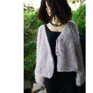 MOLLI KARDI - kézzel kötött túlméretes mohair kardigán, pulóver / púderlila - ruha & divat - női ruha - kardigánok - Meska.hu