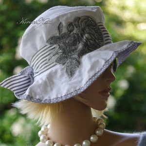 OLGA - nyári vászon design-kalap - Meska.hu