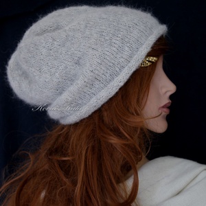 NANNA - trendi kézzel kötött beanie, alpaca-silk sapka / homok - Meska.hu