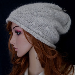 NANNA - trendi kézzel kötött beanie, alpaca-silk sapka / homok - ruha & divat - sál, sapka, kendő - sapka - Meska.hu