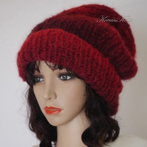 SOFFIO BEANIE  - trendi mohair ombre kézzel kötött sapka/ piros - Meska.hu
