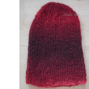 SOFFIO BEANIE  - trendi mohair ombre kézzel kötött sapka/ piros - ruha & divat - sál, sapka, kendő - sapka - Meska.hu