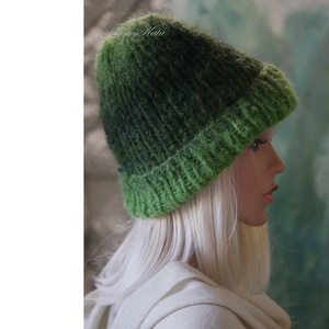 SOFFIO BEANIE  - trendi mohair ombre kézzel kötött sapka/ zöld - ruha & divat - sál, sapka, kendő - sapka - Meska.hu