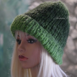 SOFFIO BEANIE  - trendi mohair ombre kézzel kötött sapka/ zöld - Meska.hu