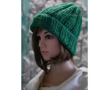 KIRA BEANIE  - trendi mohair kézzel kötött sapka/ smaragdzöld - ruha & divat - sál, sapka, kendő - sapka - Meska.hu