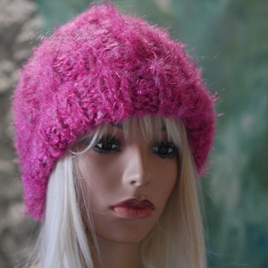 KIRA BEANIE  - trendi kid-mohair kézzel kötött sapka/ rózsa - Meska.hu