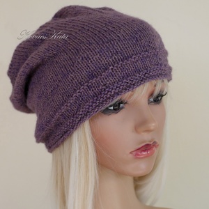 ALPACA BEANIE - exkluzív kézzel kötött alpaka-silk slouchy sapka / mályvalila - ruha & divat - sál, sapka, kendő - sapka - Meska.hu