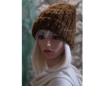 BALIBEANIE  - extravastag buklé-mohair kézzel kötött sapka / barna - ruha & divat - sál, sapka, kendő - sapka - Meska.hu