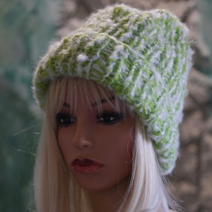 BALIBEANIE  - extravastag mohair kézzel kötött sapka / zöld noppos - ruha & divat - sál, sapka, kendő - sapka - Meska.hu