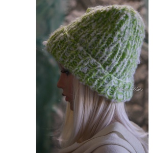 BALIBEANIE  - extravastag mohair kézzel kötött sapka / zöld noppos - ruha & divat - sál, sapka, kendő - sapka - Meska.hu