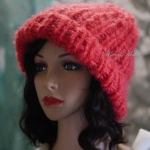 BALIBEANIE  - extravastag kidmohair kézzel kötött sapka / piros - Meska.hu