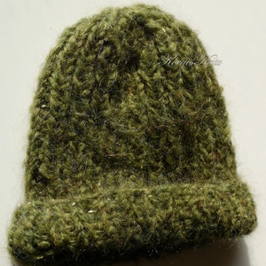 BALIBEANIE  - extravastag buklé-mohair kézzel kötött sapka / olív - ruha & divat - sál, sapka, kendő - sapka - Meska.hu