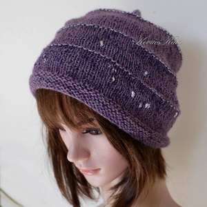 ALPACA LUX - exkluzív kézzel kötött alpaka-burett beanie, sapka / mályvalila - Meska.hu