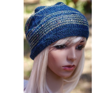 ALPACA LUX - exkluzív kézzel kötött alpaka-burett beanie, sapka / petrolkék - Meska.hu