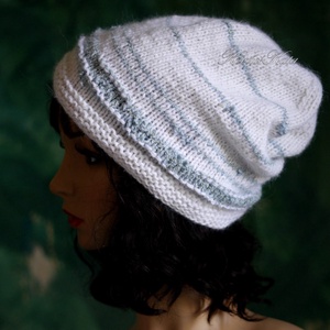 ANGORA LUX - artsy kézzel kötött angora sapka / fehér, jade - ruha & divat - sál, sapka, kendő - sapka - Meska.hu
