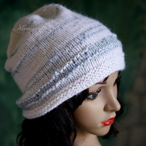 ANGORA LUX - artsy kézzel kötött angora sapka / fehér, jade - Meska.hu