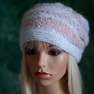 ANGORA LUX - artsy kézzel kötött angora sapka / kékes - ruha & divat - sál, sapka, kendő - sapka - Meska.hu