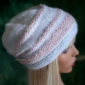 ANGORA LUX - artsy kézzel kötött angora sapka / kékes - Meska.hu