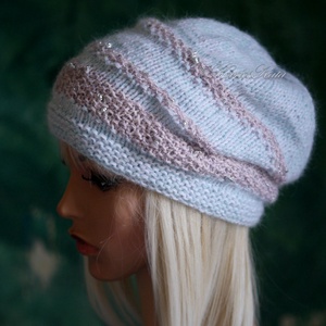 ANGORA LUX - artsy kézzel kötött angora sapka / kékes - ruha & divat - sál, sapka, kendő - sapka - Meska.hu