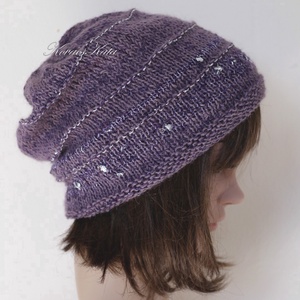 ALPACA LUX - exkluzív kézzel kötött alpaka-burett beanie, sapka / mályvalila - Meska.hu