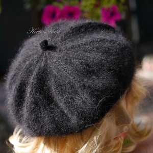 MICI-SAPI / angora - exkluzív kézzel kötött svájci sapka, barett / fekete - ruha & divat - sál, sapka, kendő - sapka - Meska.hu
