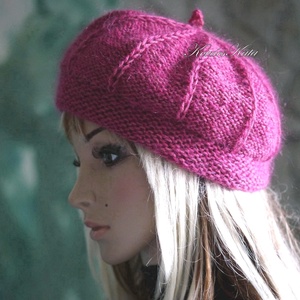 ALETTA / magenta - exkluzív kézzel kötött-festett deluxe silk-jak, mohair silk svájci sapka, barett    - Meska.hu