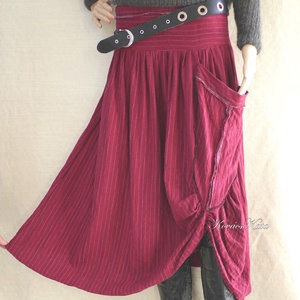 LUCA-SZOKNYA / bordó lenszövet - lagenlook fashion design  - Meska.hu