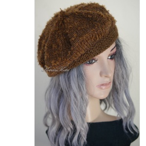 MICI-SAPI - exkluzív kézzel kötött mohair svájci sapka, barett / csokibarna - ruha & divat - sál, sapka, kendő - sapka - Meska.hu