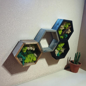 Mohás hexagon polc  - otthon & életmód - bútor - polc - Meska.hu