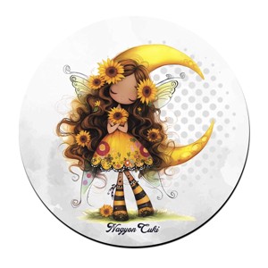 Hosszúhajú cuki Napraforgós tündérlány pohár alátét, , , MESKA