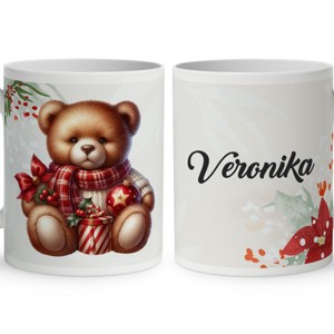 Névvel kérhető - Karácsonyi Teddy maci (sál) mintás bögre, Otthon & Életmód, Konyhafelszerelés, tálalás, Tálalás, Bögre & Csésze, , MESKA