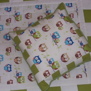 Patchwork takaró és párna (zöld-baglyos) - otthon & lakás - lakástextil - Meska.hu Patchwork takaró és párna (zöld-baglyos) - otthon & lakás - lakástextil - Meska.hu