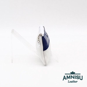 Fehér - sötétkék lakk ívelt egy cipzáras kristály köves kulcstartó D3002 - táska & tok - kulcstartó & táskadísz - kulcstartó - Meska.hu