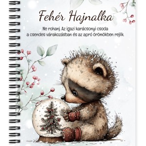 Személyre szabható - Cuki téli mosómedve hógömbbel mintás A6-os füzet, Otthon & Életmód, Papír, írószer, Jegyzetfüzet & Napló, , MESKA