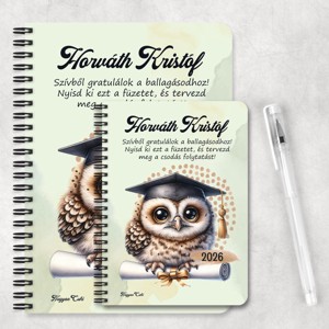 Személyre szabható - 2026 Ballagás - Bölcs Bagoly mintás füzet - otthon & életmód - papír, írószer - jegyzetfüzet & napló - Meska.hu