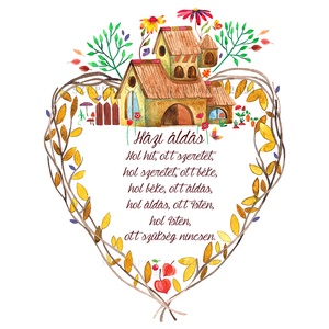 Házi áldás - Print (Akvarell) - Meska.hu