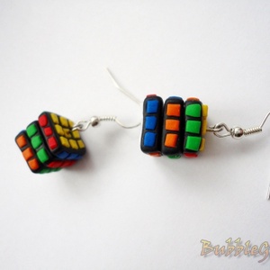 Forgatható Rubik-kocka fülbevaló -  - Meska.hu