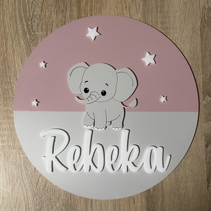 Elefántos névtábla / Ajtódísz / Gyerekszoba dekoráció - Meska.hu