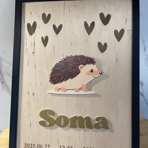 Sünis baba képkeret / Képkeret születési adatokkal  / Babaköszöntő - Meska.hu