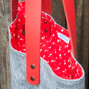 Valódi bőr vállpántos szürke női táska matyó mintával - táska & tok - kézitáska & válltáska - nagy pakolós táska - Meska.hu