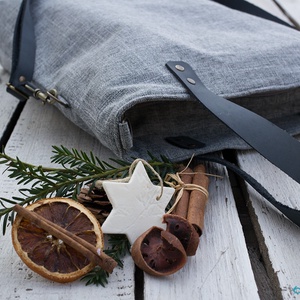 CAPENSIS kollekció - Variálható valódi bőr pántos szürke szövettáska - táska & tok - kézitáska & válltáska - nagy pakolós táska - Meska.hu