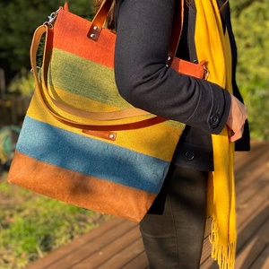 CAPENSIS kollekció - Variálható valódi bőr pántos színes szövettáska , Táska & Tok, Kézitáska & válltáska, Válltáska, Varrás, MESKA