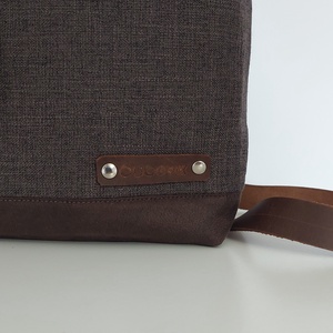 Ninox kollekció - sötétbarna szövet- sötétbarna bőr hátizsák, oldal-, vagy válltáska - táska & tok - hátizsák - hátizsák - Meska.hu