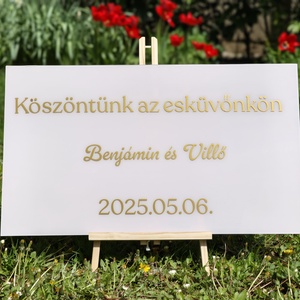 Elegáns Akril Esküvői Köszöntő Tábla, Esküvő, Dekoráció, Tábla & Jelzés, Fotó, grafika, rajz, illusztráció, MESKA