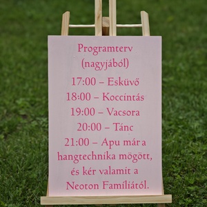 Vicces esküvői program tábla  rózsaszínben  - esküvő - dekoráció - tábla & jelzés - Meska.hu