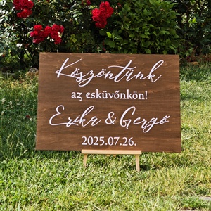 Esküvői üdvözlő tábla  Köszöntünk az esküvőnkön, Esküvő, Dekoráció, Tábla & Jelzés, , MESKA