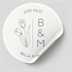 Esküvői matrica  Monogram design tulipános grafikával - Meska.hu