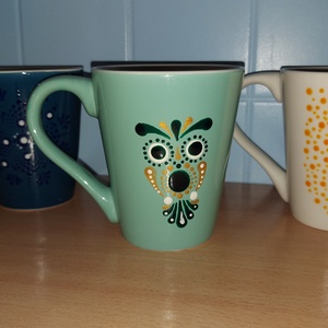 Porcelánbögrék pontfestéssel díszítve - otthon & életmód - konyhafelszerelés, tálalás - tálalás - bögre & csésze - Meska.hu