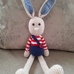 Horgolt nyuszifiú - játék & sport - plüssállat & játékfigura - nyuszi - Meska.hu